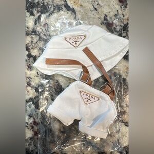 Designer-Inspired Prada Labubu Outfit – Bucket Hat & Suspender Set